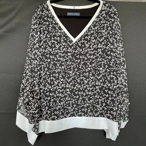 EUC 3X Black & White Floral Blouse, Tommy Hilfiger